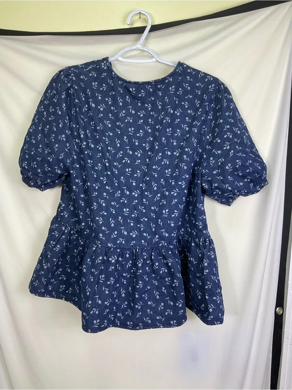 Gilli Ellie Tie-Front Peplum Top - Navy Denim